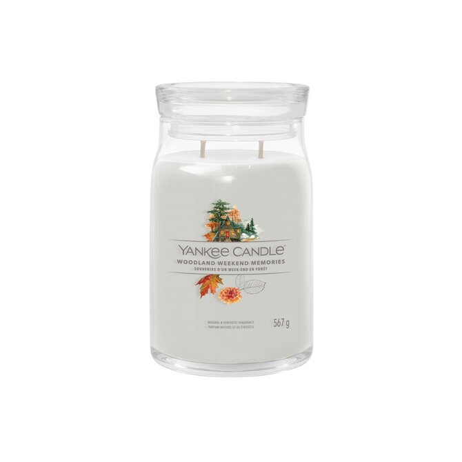Yankee Candle vonná svíčka Signature ve skle velká Woodland Weekend Memories 567g Bílá