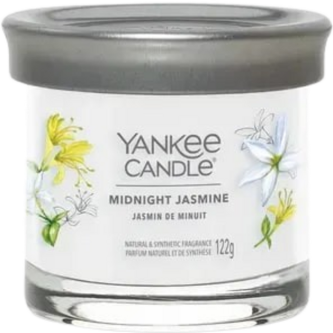 Yankee Candle vonná svíčka Tumbler ve skle malá Signature Midnight Jasmine 122g Bílá