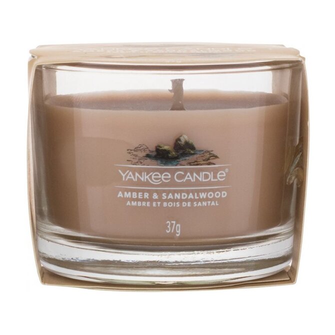 Yankee Candle mini svíčka Amber & Sandalwood 37g Hnědá