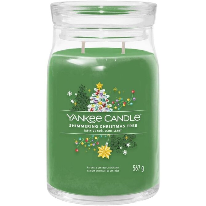 Yankee Candle vonná svíčka Signature ve skle velká Shimmering Christmas Tree 567g Zelená