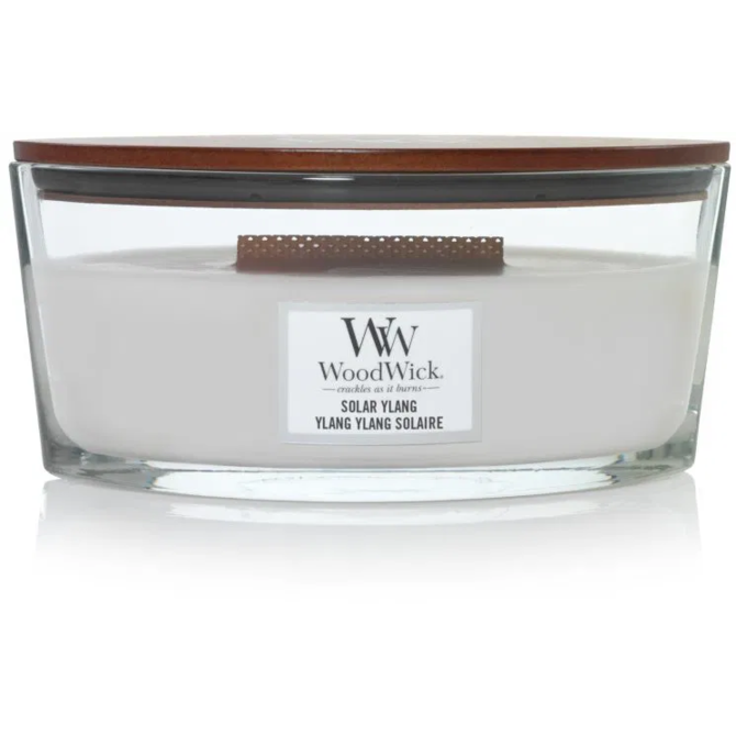 WoodWick vonná svíčka s dřevěným knotem Elipsa Solar Ylang 453,6 g Modrá