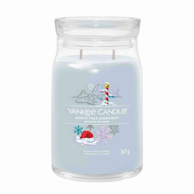 Yankee Candle vonná svíčka Signature ve skle velká North Pole Hideaway 567g Modrá
