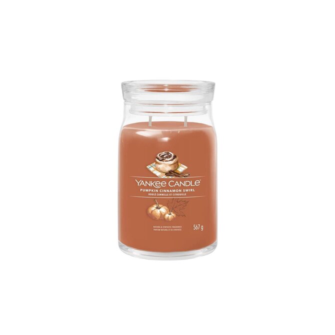 Yankee Candle vonná svíčka Signature ve skle velká Pumpkin Cinnamon Swirl 567g Hnědá