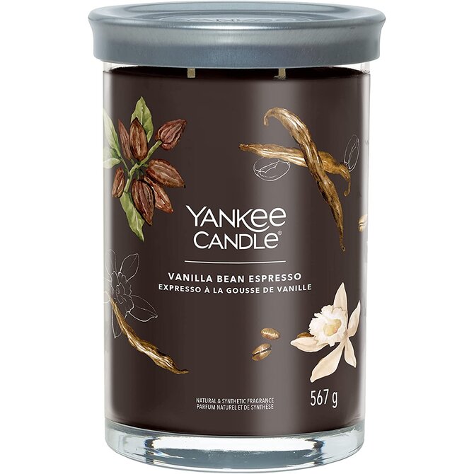 Yankee Candle vonná svíčka Tumbler ve skle velká Vanilla Bean Espresso 567g Hnědá