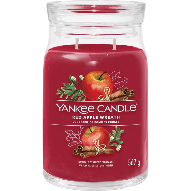 Yankee Candle vonná svíčka Signature ve skle velká Red Apple Wreath 567 g Červená