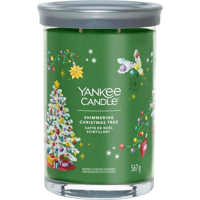Yankee Candle vonná svíčka Tumbler ve skle velká Shimmering Christmas Tree 567g Zelená