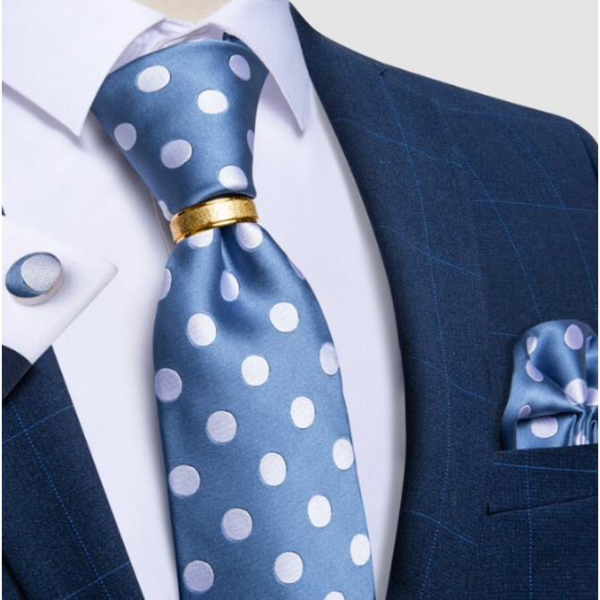 Manžetové knoflíčky s kravatou Camelopardalis Modrá, 100% silk