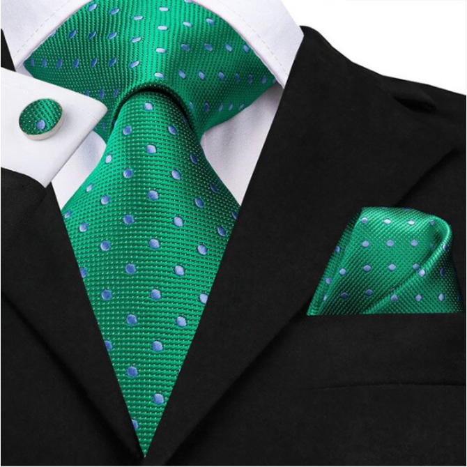 Manžetové knoflíčky s kravatou Nimrod Zelená, 100% silk