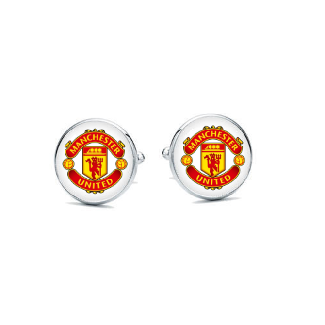 Manžetové knoflíčky Manchester United kulaté červená, slitina oceli