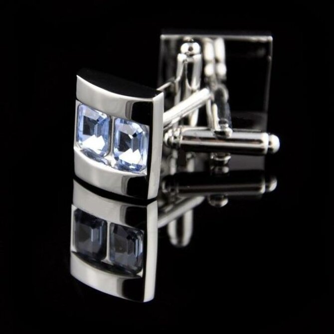 Manžetové knoflíčky crystal - typ safír Modrá, Ocel