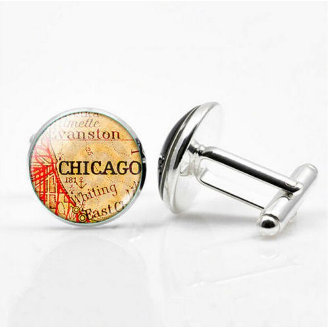 Manžetové knoflíčky Chicago Hnědá, Ocel