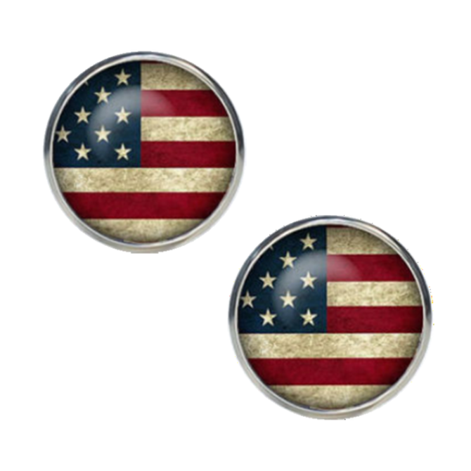 Manžetové knoflíčky USA Červená, modrá, Ocel