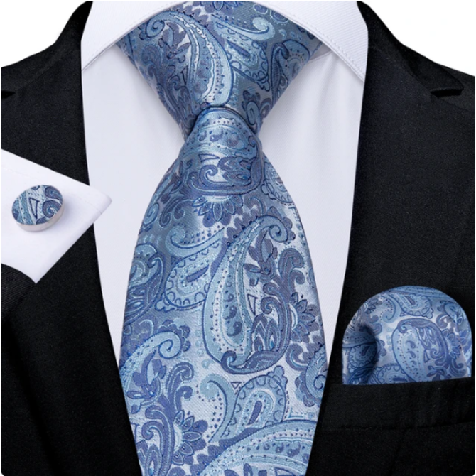 Manžetové knoflíčky s kravatou - Hébé Zelená, 100% silk