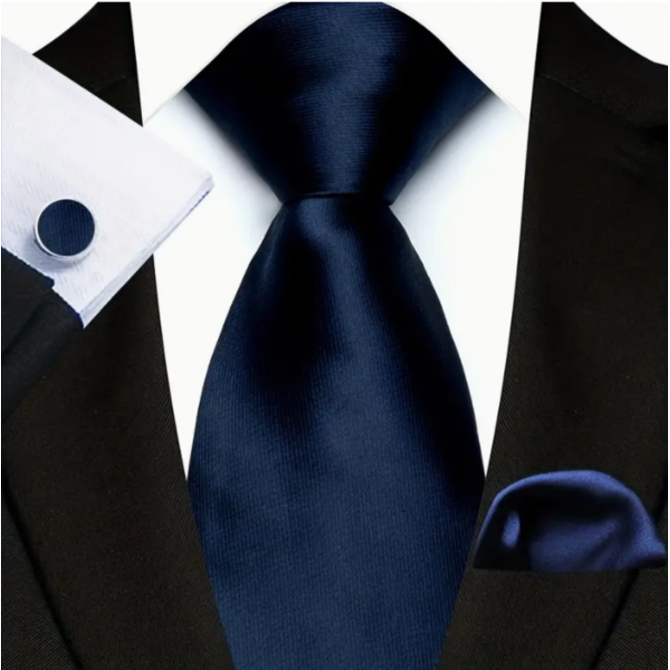 Manžetové knoflíčky s kravatou - Anemoi Modrá, 100% silk