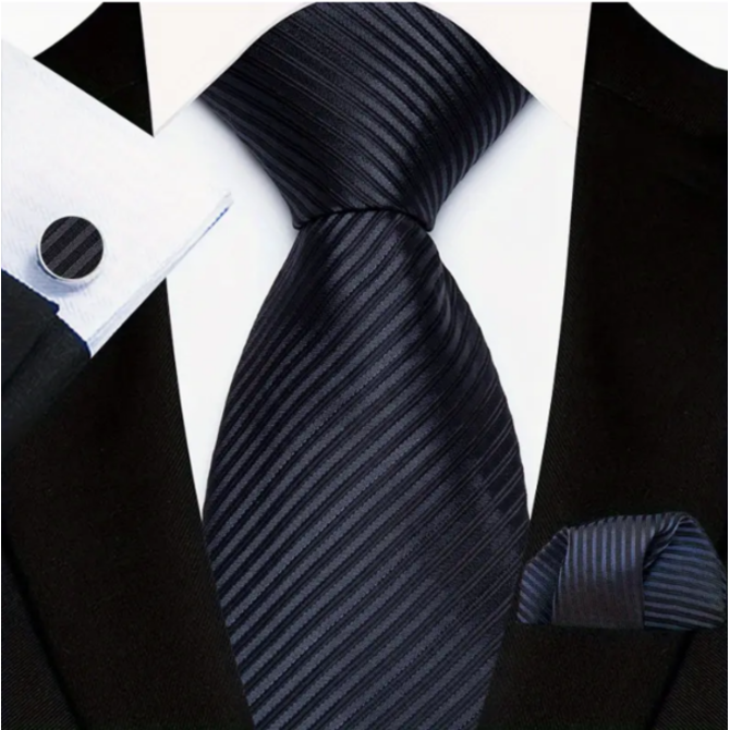 Manžetové knoflíčky s kravatou Theseus Modrá, 100% silk