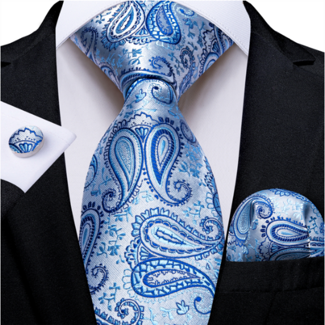Manžetové knoflíčky s kravatou - Eileithyia Modrá, 100% silk
