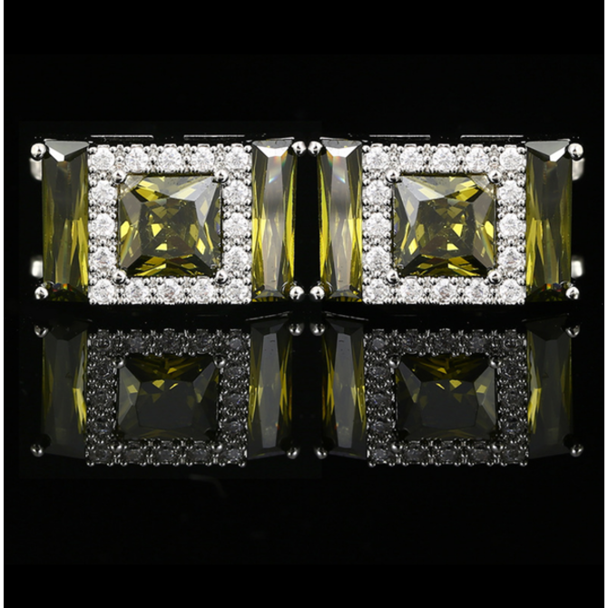 Manžetové knoflíčky Elegantní emerald Zelená, Ocel, Slitina