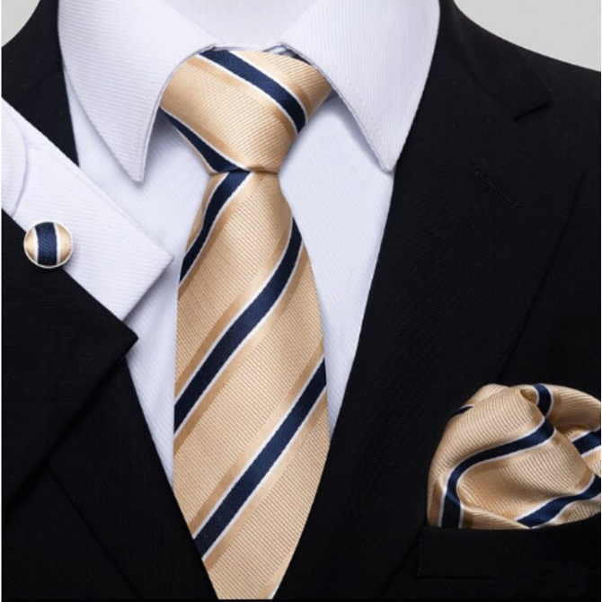 Manžetové knoflíčky s kravatou Pothos Zlatá, 100% silk