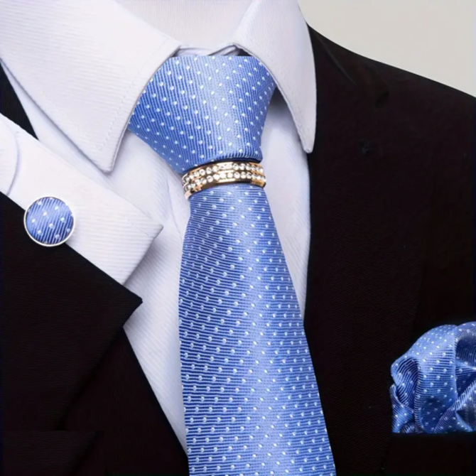 Manžetové knoflíčky s kravatou Zeus Modrá, 100% silk