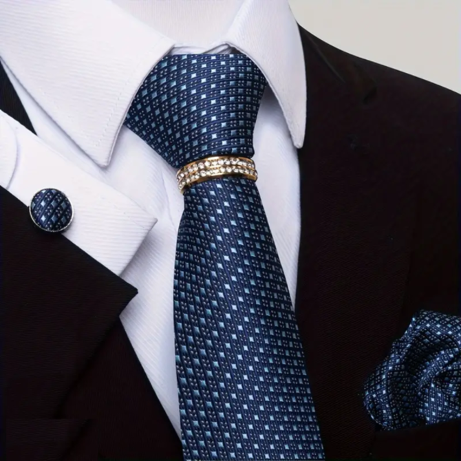 Manžetové knoflíčky s kravatou Sapfo modrá, 100% silk