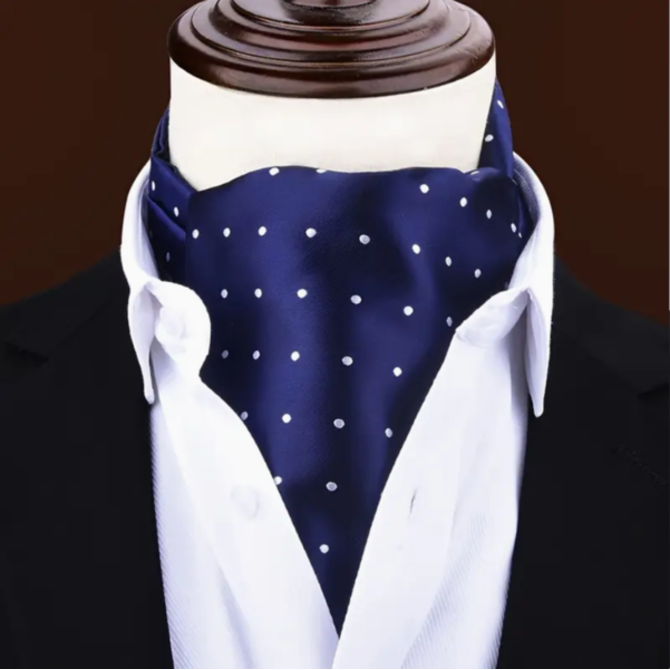 Pánský dvojvrstvý šátek nákrčník modrá puntíky Modrá, 100% polyester