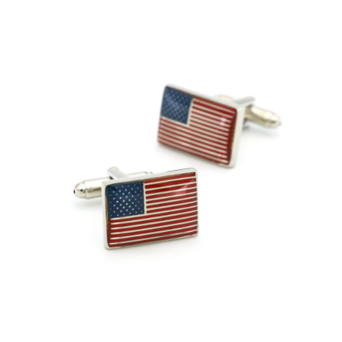 Manžetové knoflíčky barevné USA vlajky Ocel