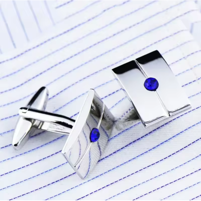 Manžetové knoflíčky Gemstone modrý Modrá, Ocel
