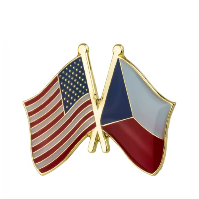 Odznak přátelství vlajka České republiky Spojene státy americké Zlatá, Ocel