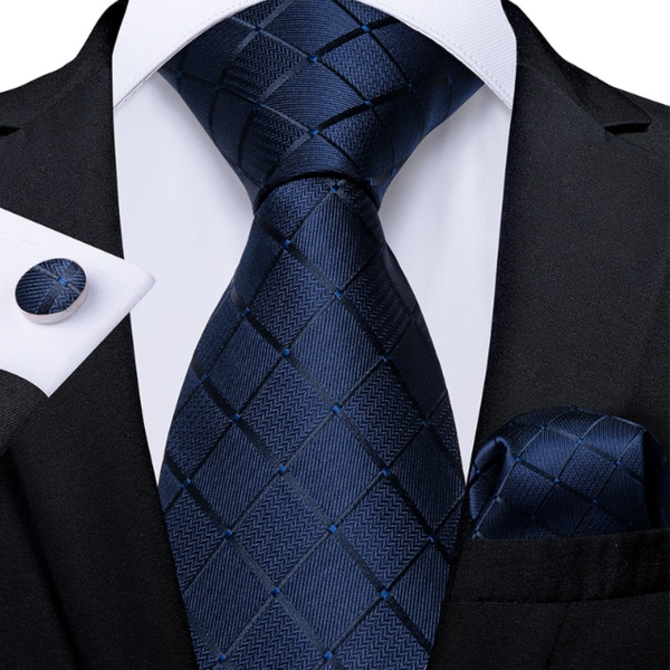 Manžetové knoflíčky s kravatou Eris Modrá, 100% silk