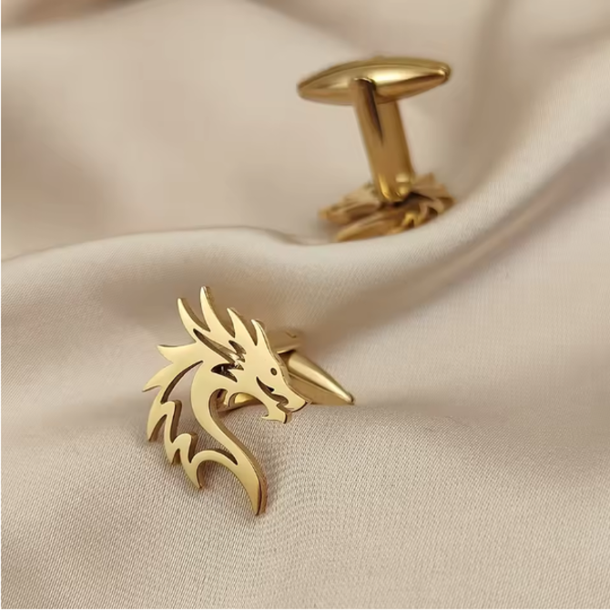 Manžetové knoflíčky drak gold Zlatá, Ocel