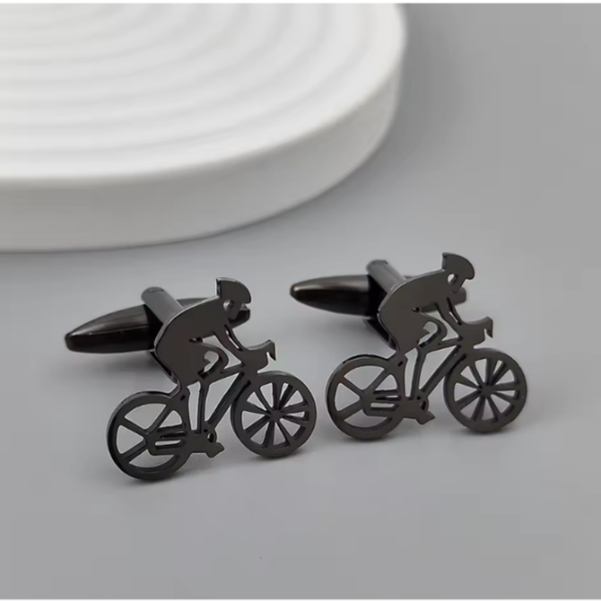 Manžetové knoflíčky cyklista černá černá, Ocel