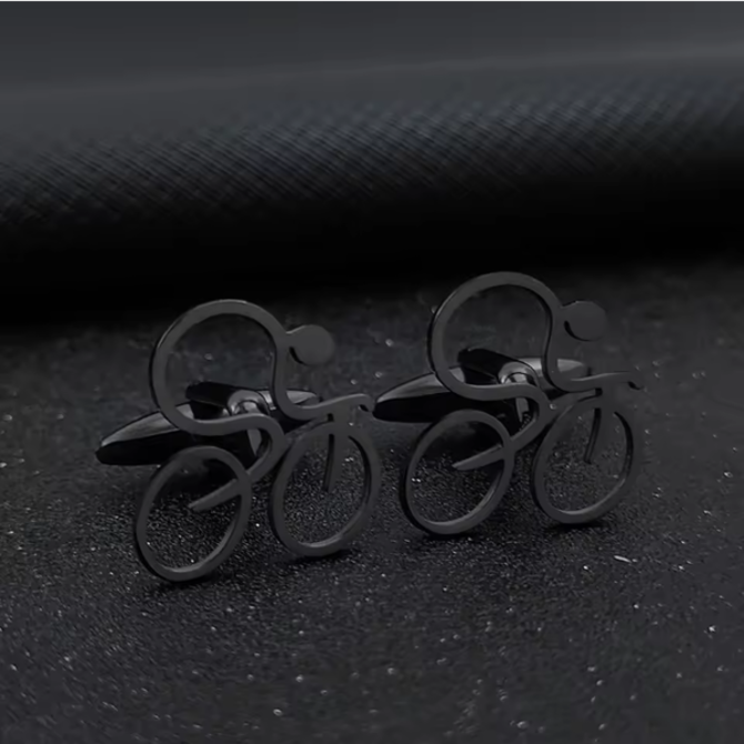 Manžetové knoflíčky cyklista sprinter černá, Ocel