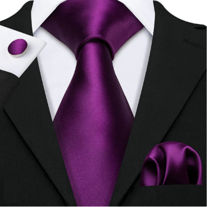 Manžetové knoflíčky s kravatou fialová - Aiglé fialová, 100% silk
