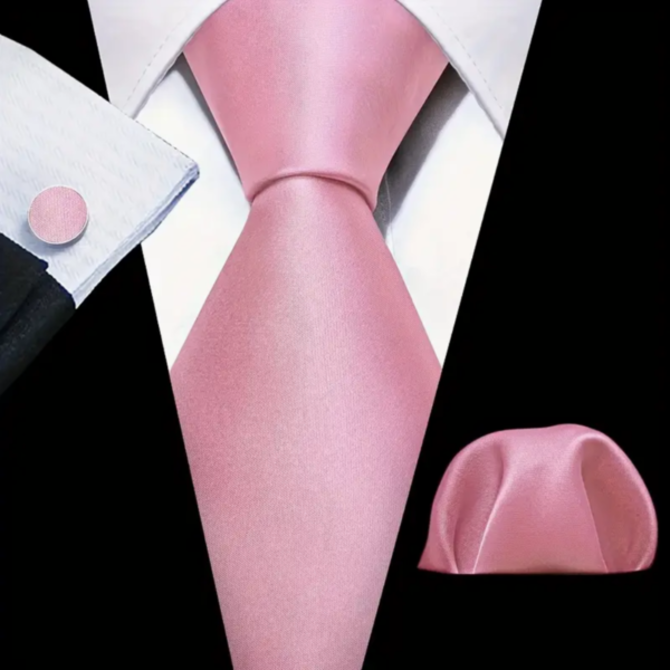 Manžetové knoflíčky s kravatou starorůžová Starorůžová, 100% silk