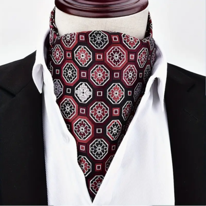 Pánský dvojvrstvý šátek nákrčník červený vzor Červená, 100% polyester