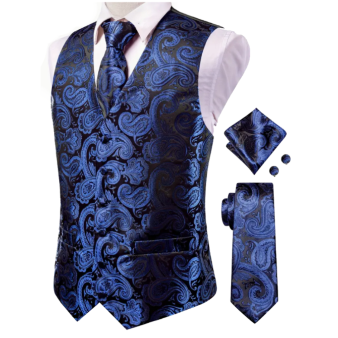 Modrá vesta k obleku s doplňky velikost XL