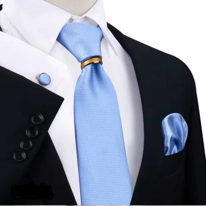 Manžetové knoflíčky s kravatou Equuleus Modrá, 150 cm, 100% silk