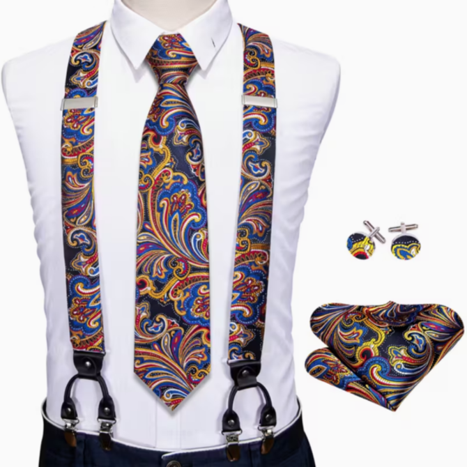 Kšandy, manžetové knoflíčky Florencie Zlatá, S - XXL, Hedvábí