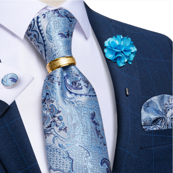 Manžetové knoflíčky s kravatou Circini Modrá, 150 cm, 100% silk