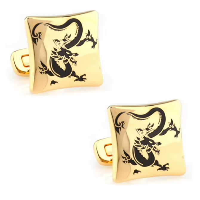 Manžetové knoflíčky létající drak Zlatá, Ocel