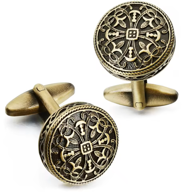 Manžetové knoflíčky zlatá květina Silván Zlatá, Ocel