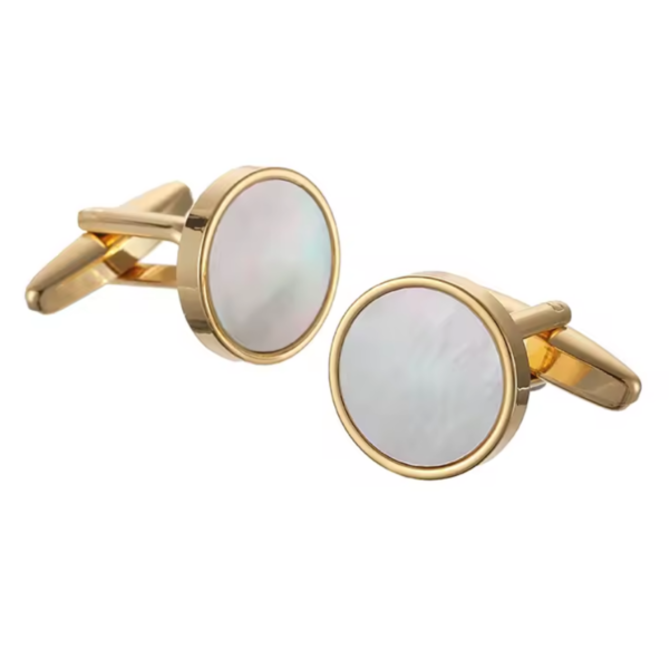 Manžetové knoflíčky perleť natur Zlatá, Ocel