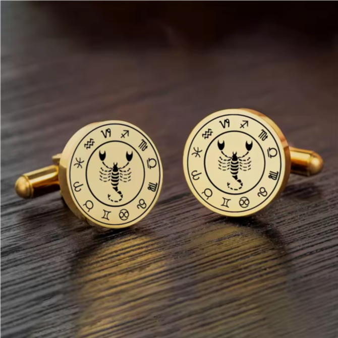 Manžetové knoflíčky zvěrokruh štír Zlato, Slitina oceli