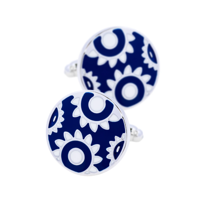 Manžetové knoflíčky modré květiny Modrá, Ocel