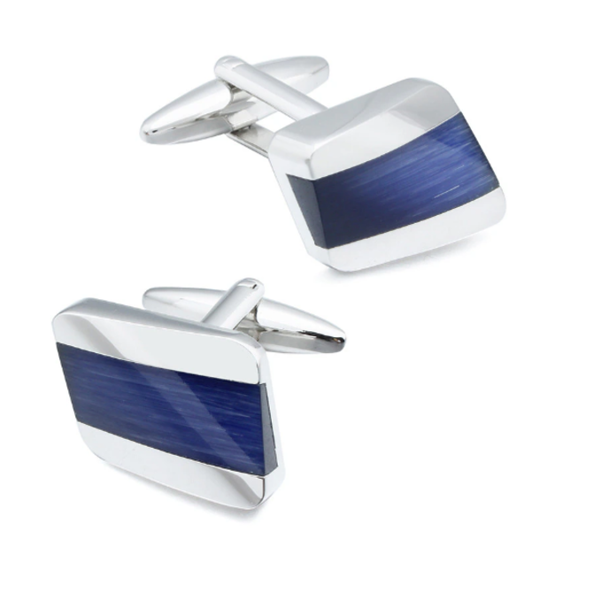 Manžetové knoflíčky modrý pruh modrá, ocel