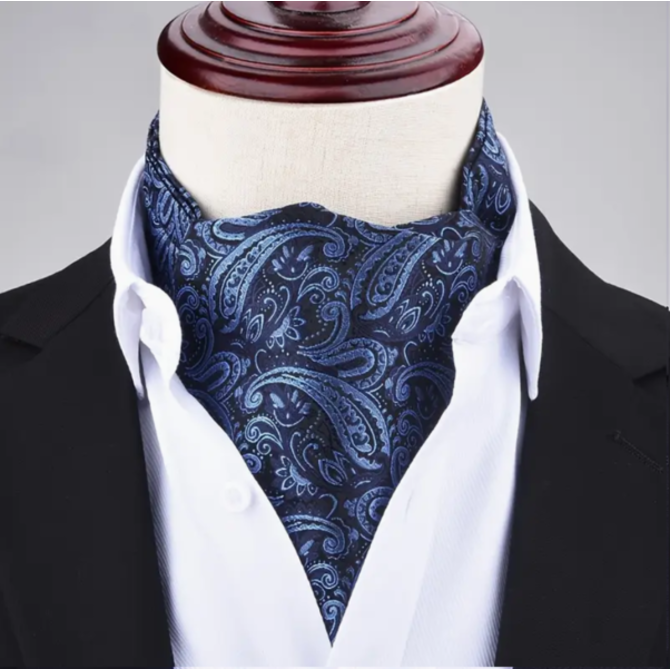 Pánský dvojvrstvý šátek nákrčník modrý Modrá, 100% polyester