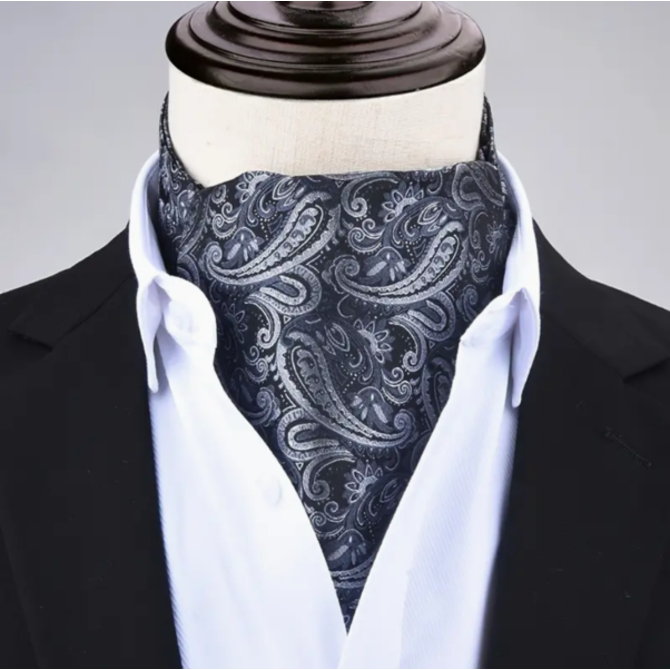 Pánský dvojvrstvý šátek nákrčník černý vzor Černá, 100% polyester