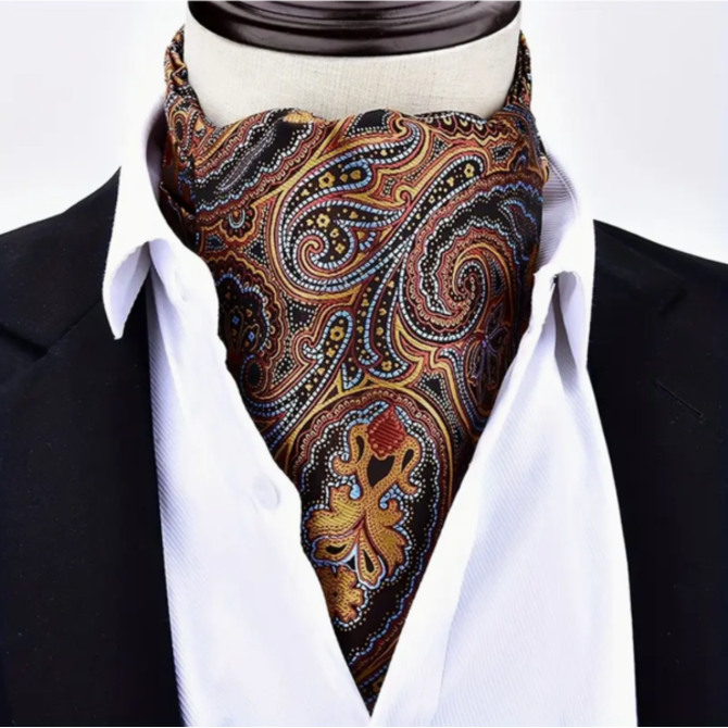 Pánský dvojvrstvý šátek nákrčník zlatá Zlatá, 100% polyester