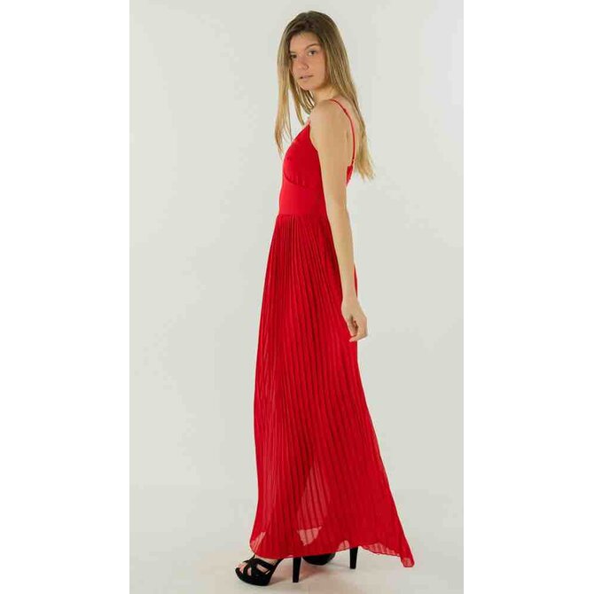 Maddey dlouhé plisované šaty Barva: červená červená