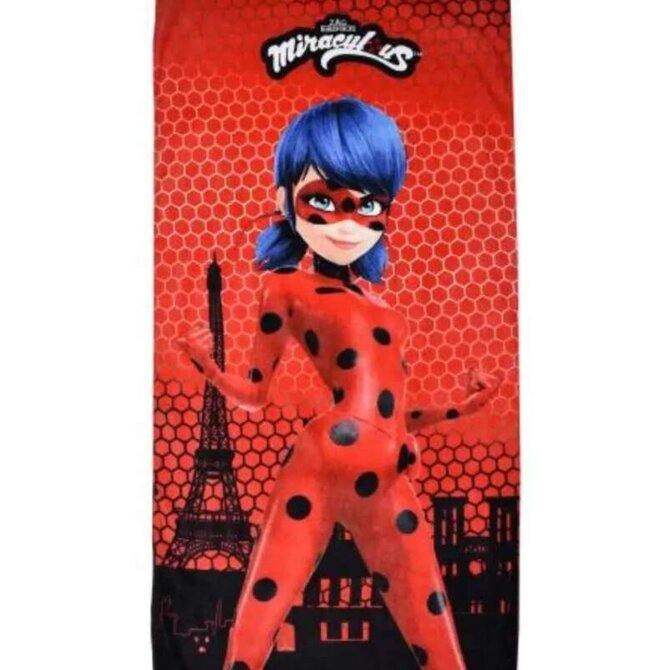 Carbotex Miraculous Ladybug Paris BRM200159 plážová osuška červená 70x140 červená